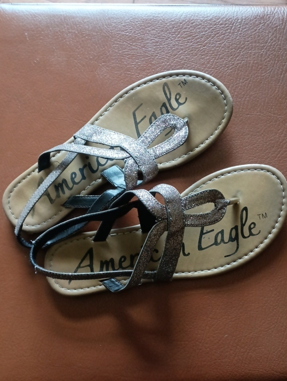 American Eagle Outfitters Women’s Glitter Strappy Sandals - Bronze Glitter, Sz 7